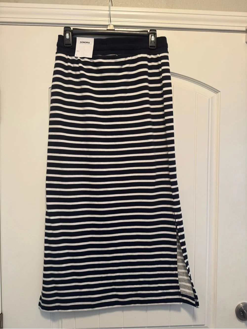 Sonoma goods for life French terry blue and White Striped Drawstring Midi Skirt